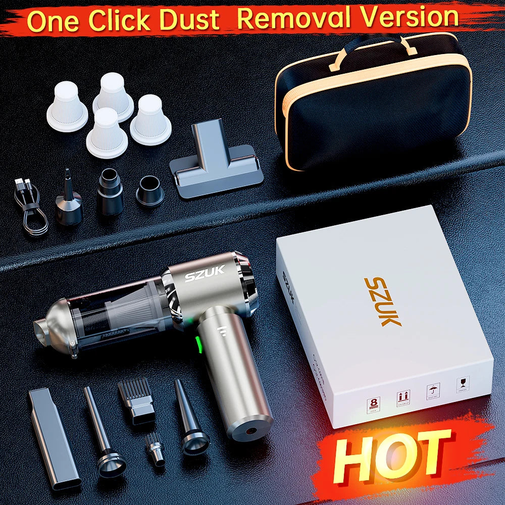 SZUK Powerful Cordless Mini Car Vacuum - 985000Pa High-Suction Portable Handheld Cleaner for Car & Home