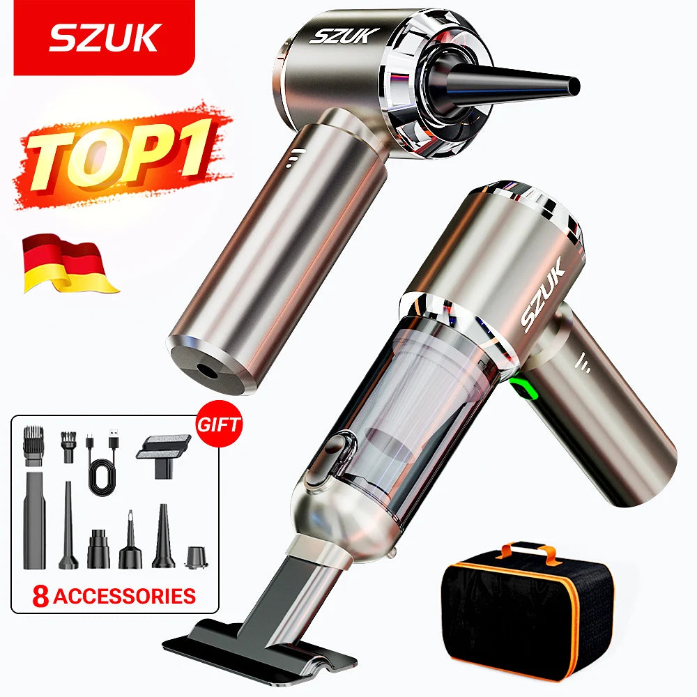 SZUK Powerful Cordless Mini Car Vacuum - 985000Pa High-Suction Portable Handheld Cleaner for Car & Home