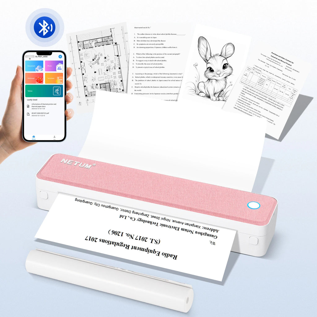 PrintGo A4 Portable Thermal Printer: Inkless Bluetooth Mobile Printing