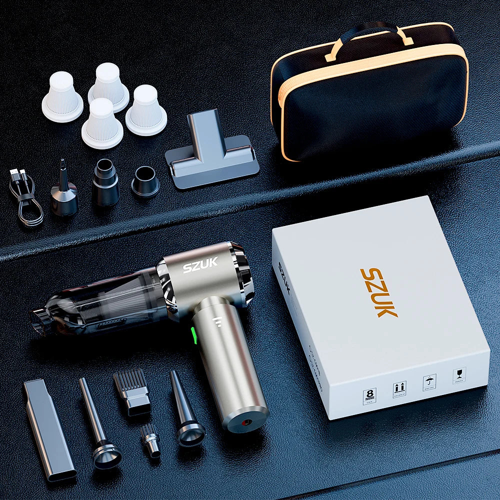 SZUK Powerful Cordless Mini Car Vacuum - 985000Pa High-Suction Portable Handheld Cleaner for Car & Home