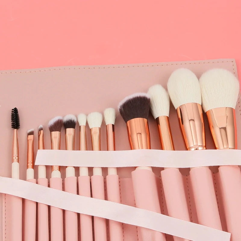 12pcs Professional Makeup Brush Set - Soft Synthetic Bristles with Travel Pouch