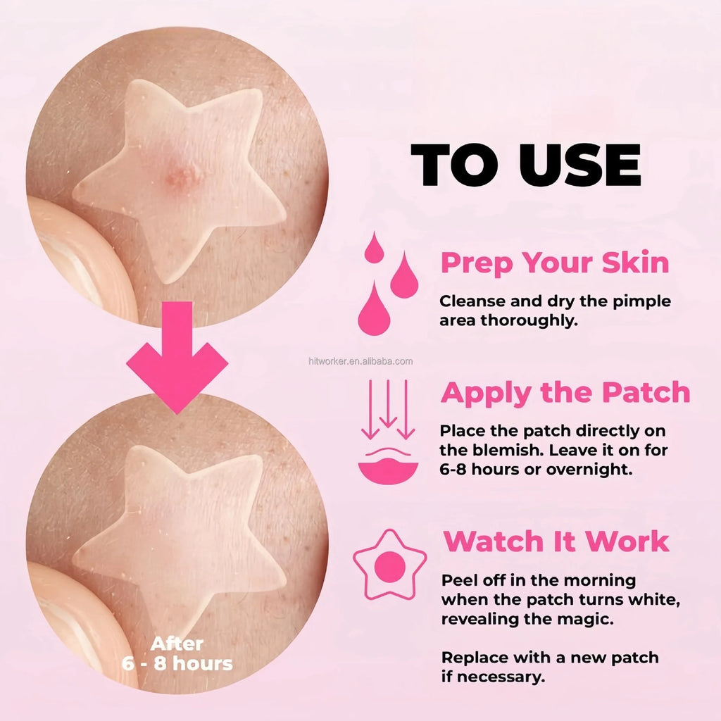 Korean Hydrocolloid Pimple Patches - Cute Star & Heart Shapes (360 Patches)