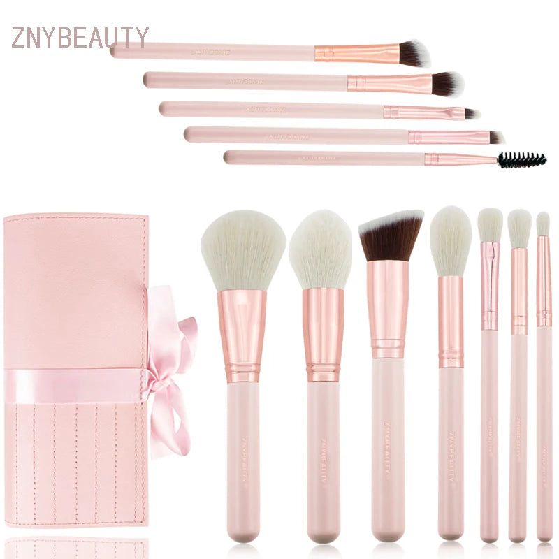 12pcs Professional Makeup Brush Set - Soft Synthetic Bristles with Travel Pouch