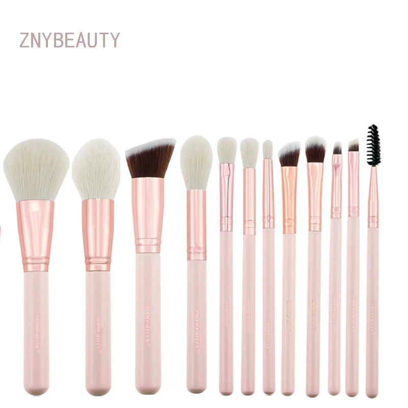 12pcs Professional Makeup Brush Set - Soft Synthetic Bristles with Travel Pouch