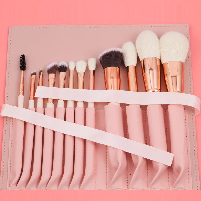 12pcs Professional Makeup Brush Set - Soft Synthetic Bristles with Travel Pouch