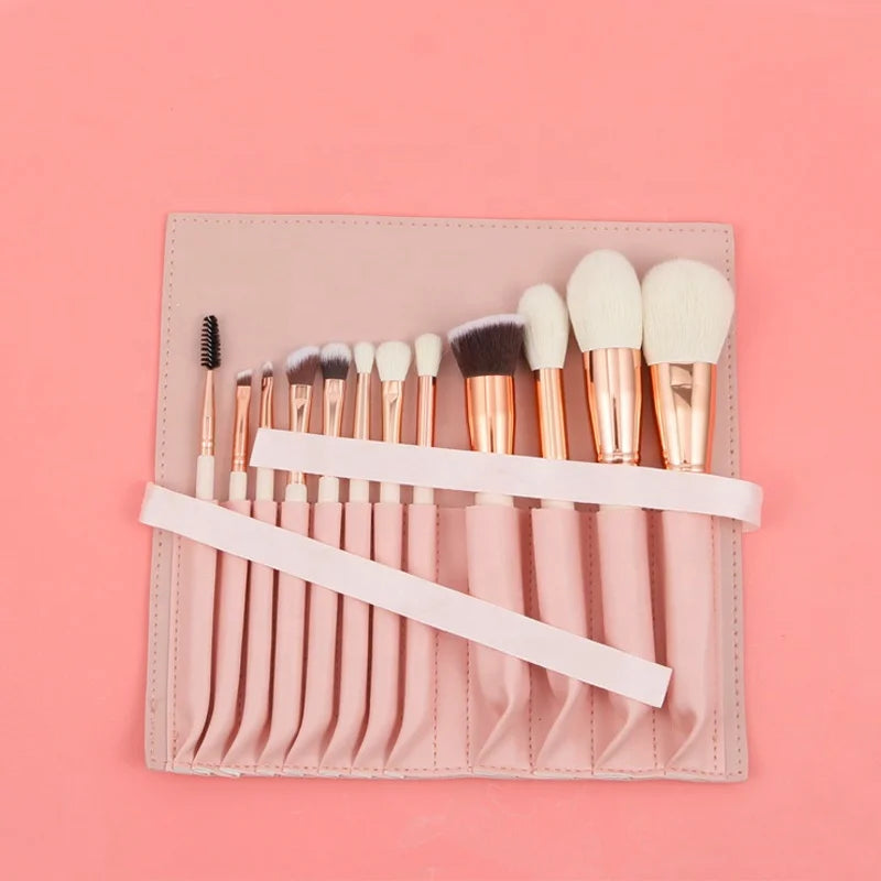 12pcs Professional Makeup Brush Set - Soft Synthetic Bristles with Travel Pouch