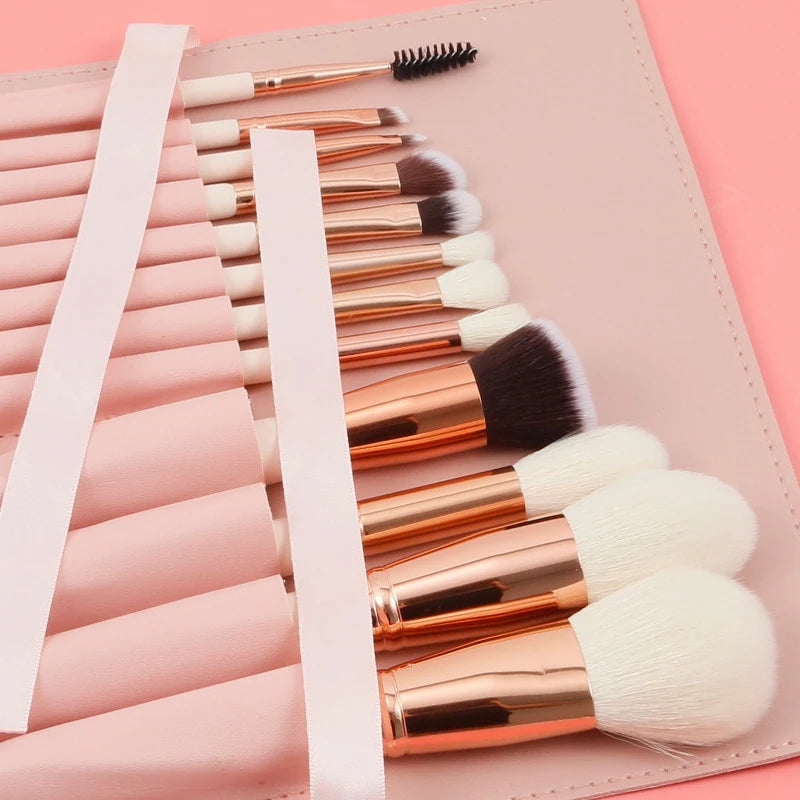 12pcs Professional Makeup Brush Set - Soft Synthetic Bristles with Travel Pouch