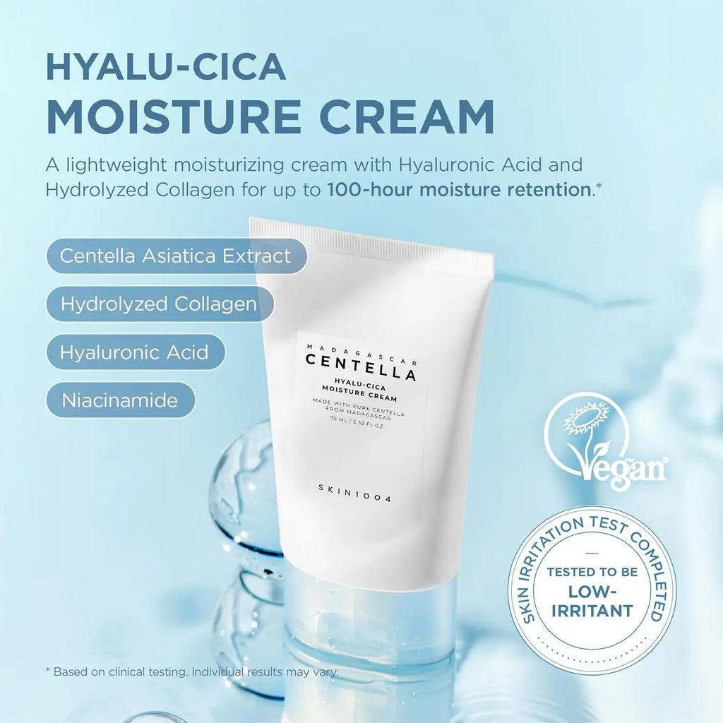 SKIN1004 Hyalu-Cica Moisture Cream, - Deep Hydration Face Moisturizer  (75ml)