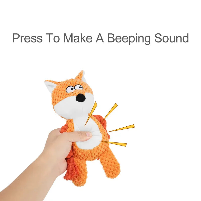 Cute Squeaky Plush Dog Toy with Durable Chew Ropes