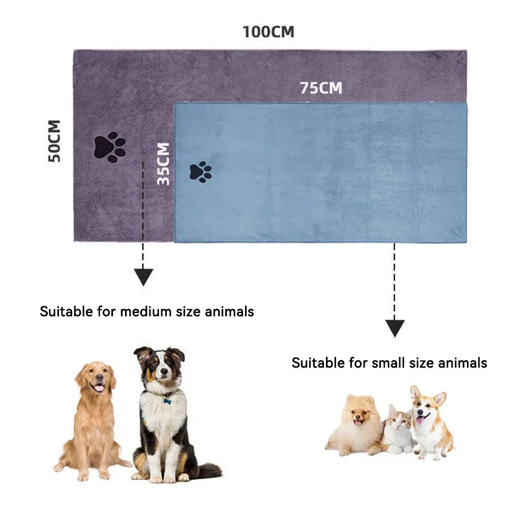 High-Absorbent Microfiber Pet Bath Towel for Dogs and Cats