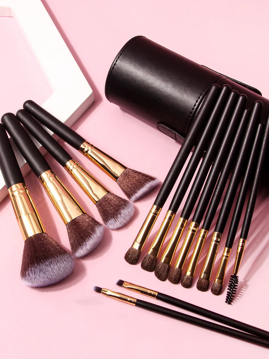 15-Pcs Professional Makeup Brush Set with Travel Case