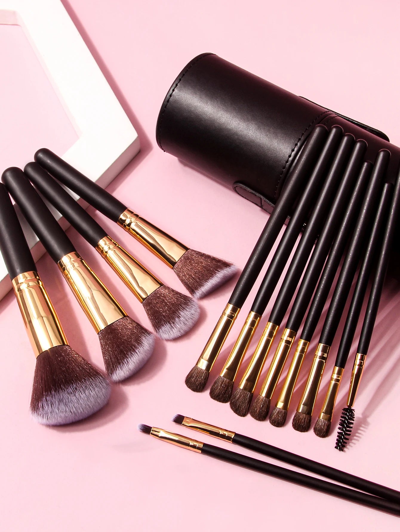 15-Pcs Professional Makeup Brush Set with Travel Case