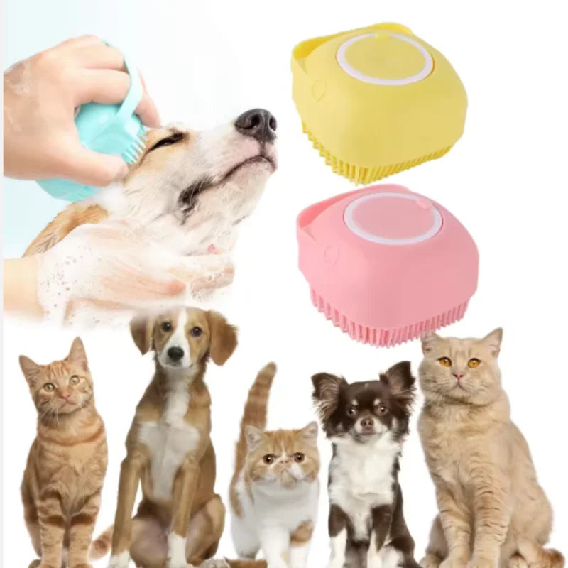 Silicone Pet Bath Massage Brush for Dogs and Cat