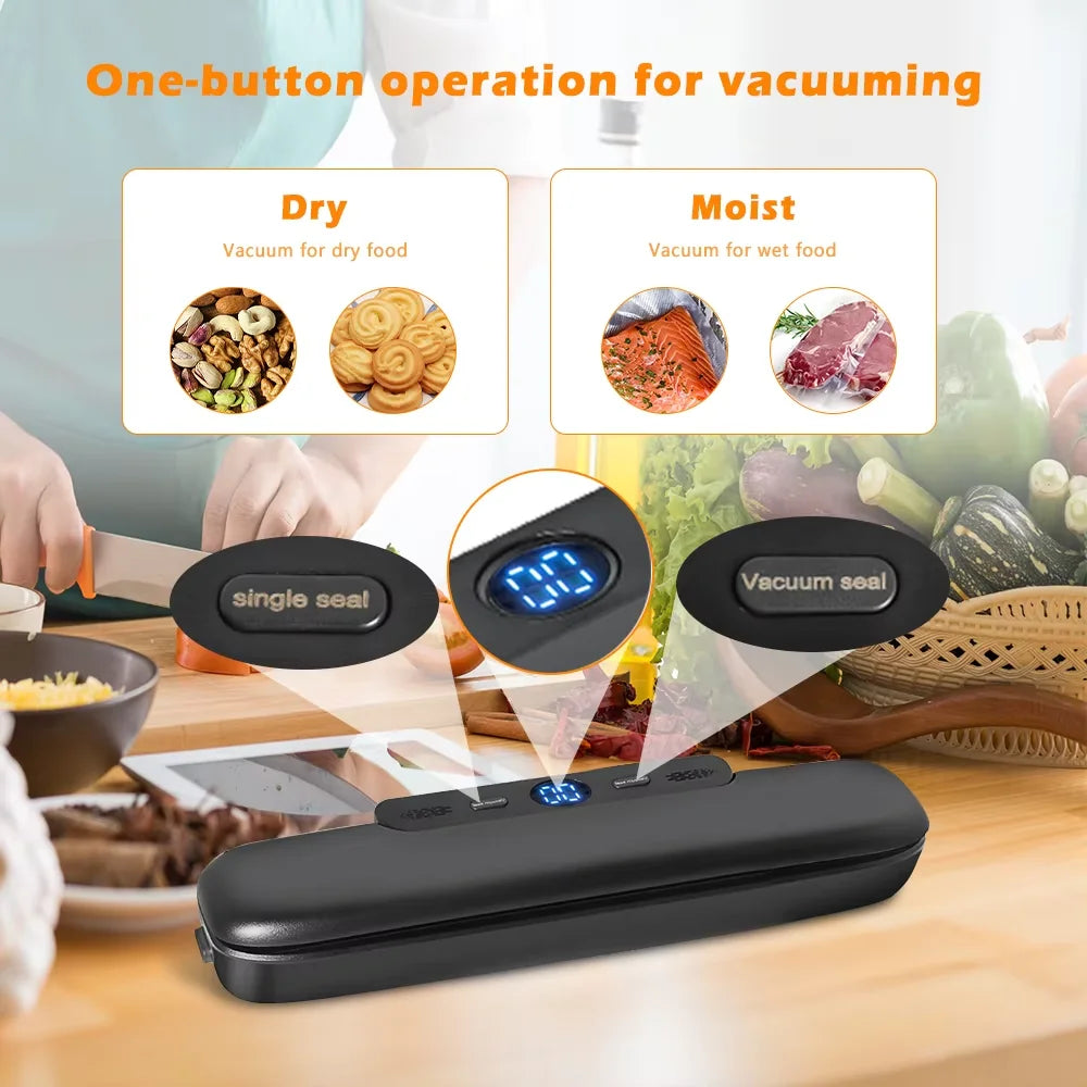 Compact Vacuum Sealer Machine - 60kPa Powerful Food Saver