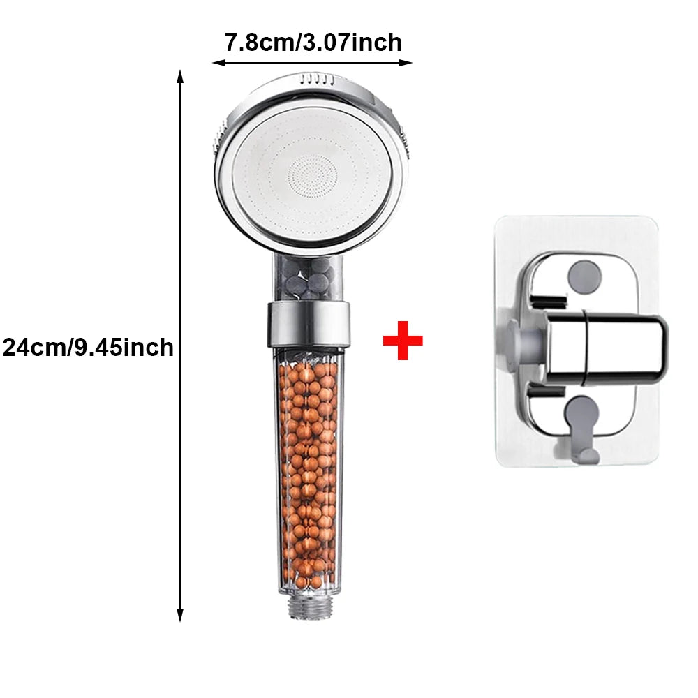 High-Pressure Ionic Filtered Shower Head with Mineral Beads