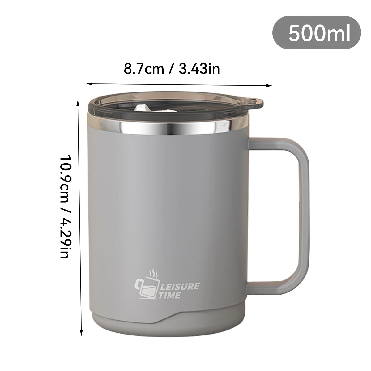 WORTHBUY Insulated Stainless Steel Coffee Mug with Handle (500ml)