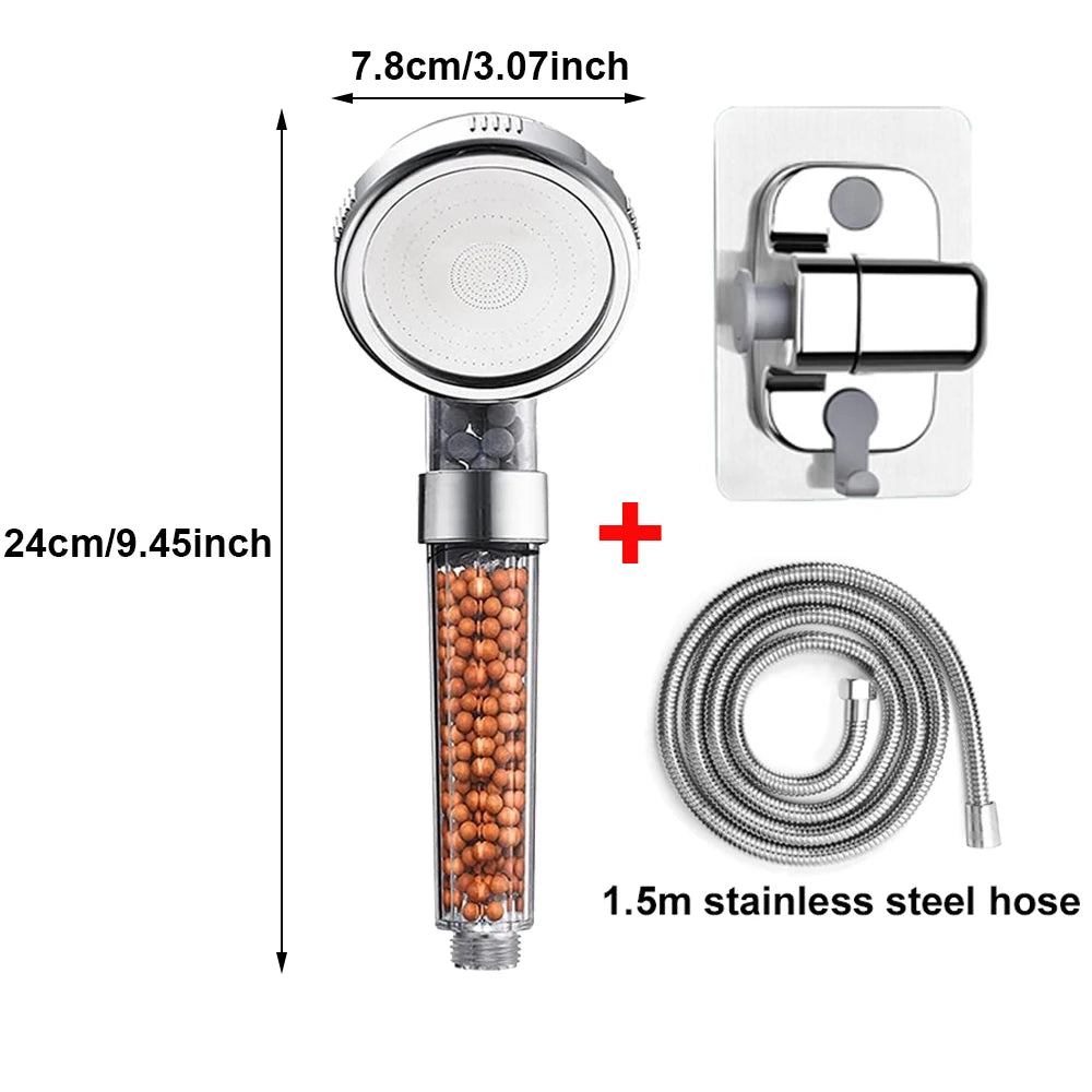 High-Pressure Ionic Filtered Shower Head with Mineral Beads