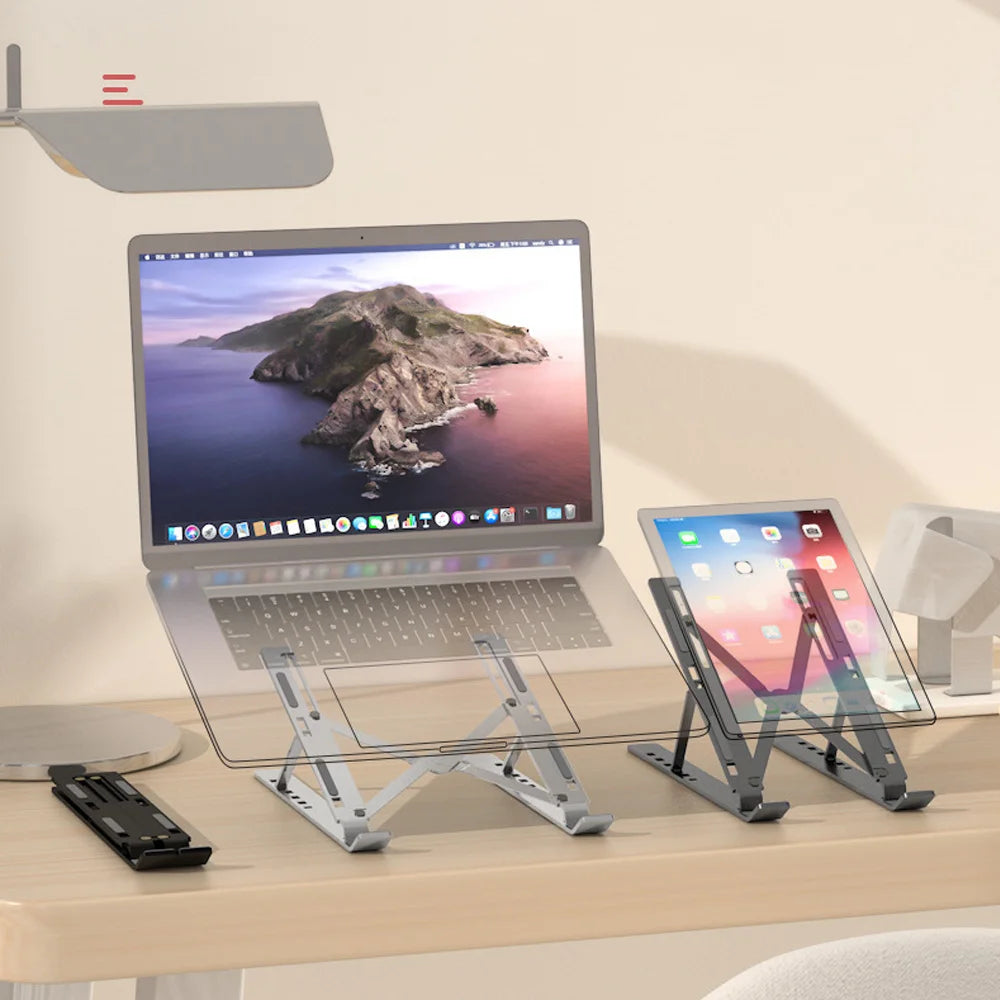 Aluminum alloy material, convenient and adjustable laptop stand, lightweight and foldable design, easy to install