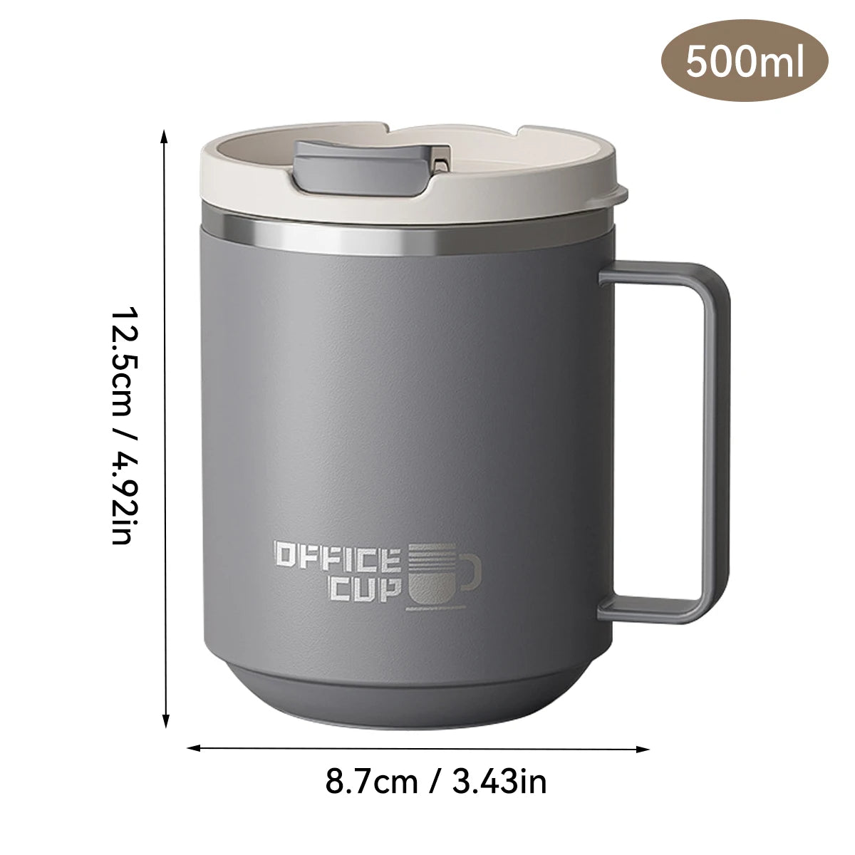 WORTHBUY Insulated Stainless Steel Coffee Mug with Handle (500ml)