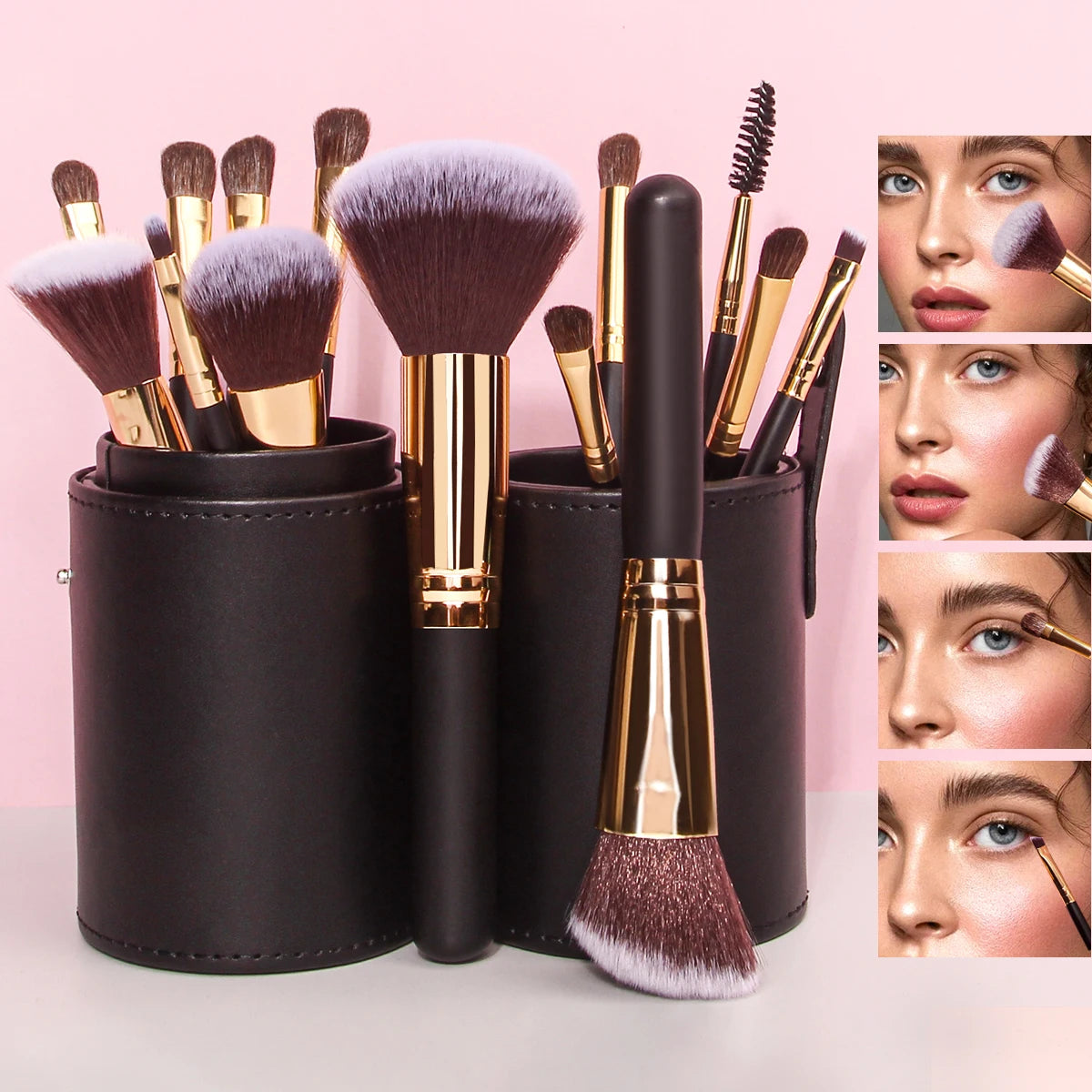 15-Pcs Professional Makeup Brush Set with Travel Case