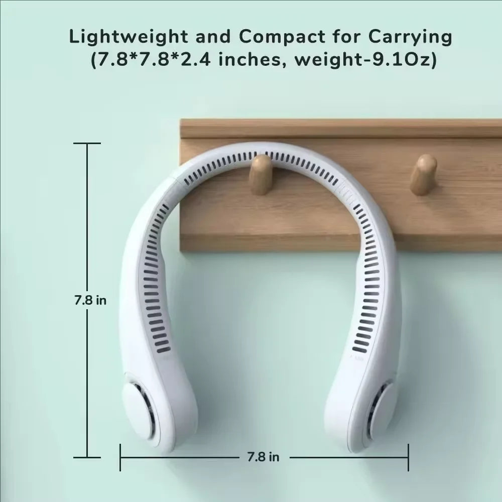 Portable Bladeless Neck Fan - Rechargeable Hands-Free Air Cooler