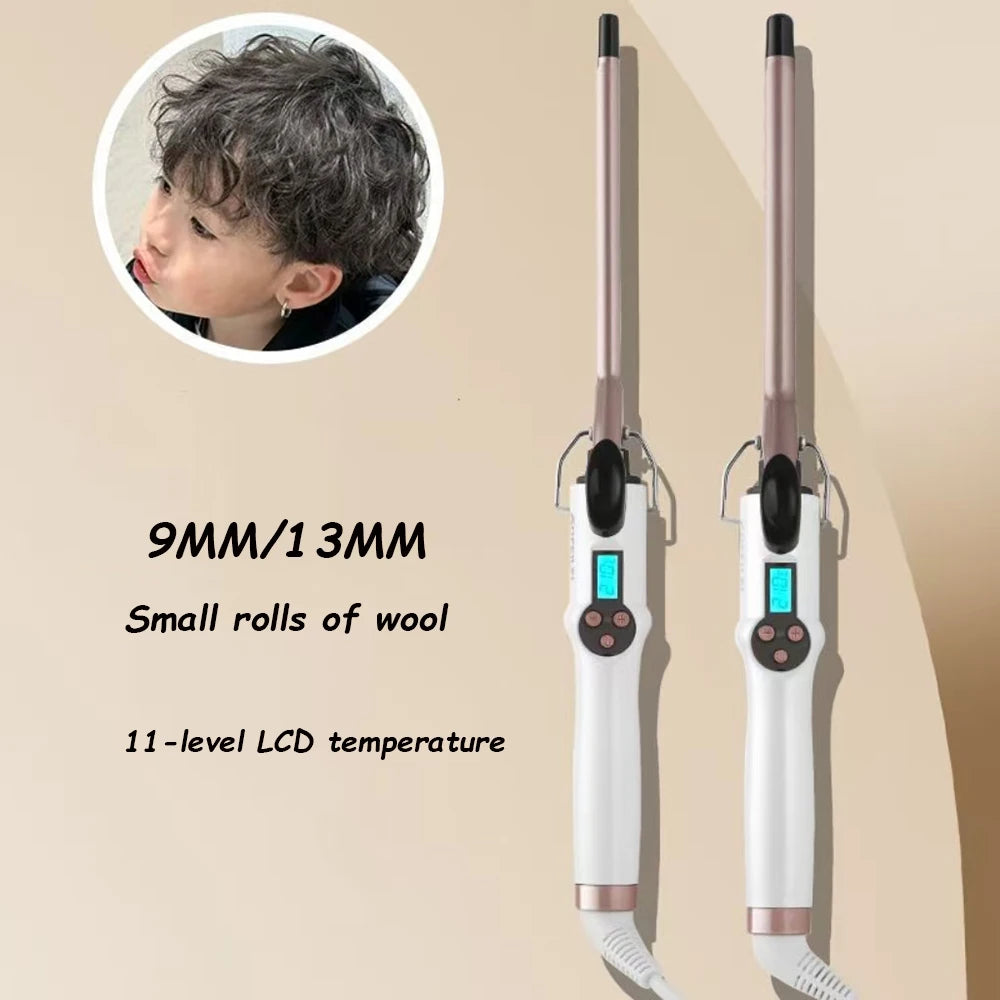 Professional Ceramic Hair Curling Iron - Multiple Sizes (9mm to 38mm) - Electric Salon Styling Wand with LCD Temperature Control
