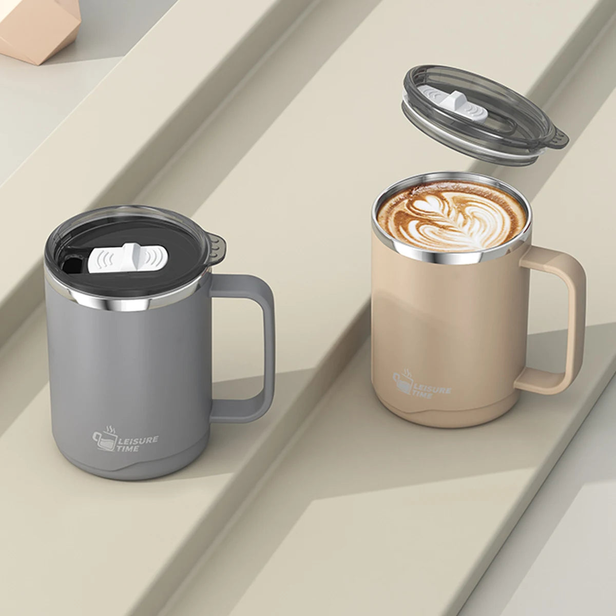 WORTHBUY Insulated Stainless Steel Coffee Mug with Handle (500ml)