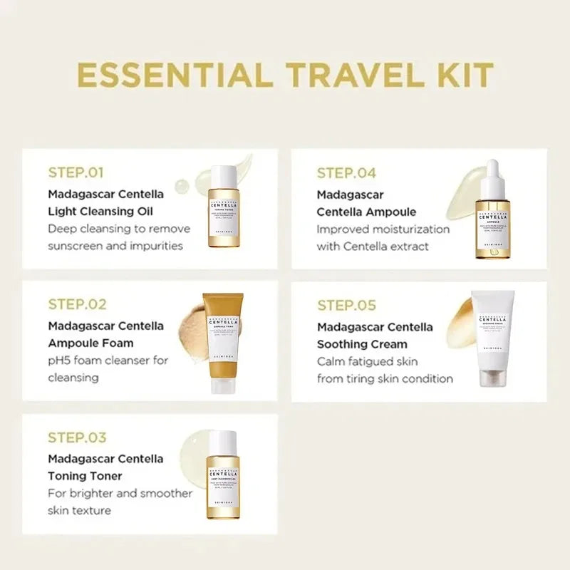 SKIN1004 Madagascar Centella Travel Kit - 5 Piece Soothing Skincare Set