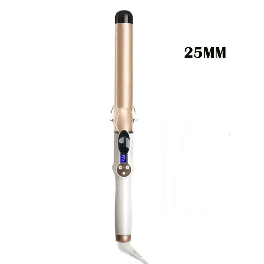 Professional Ceramic Hair Curling Iron - Multiple Sizes (9mm to 38mm) - Electric Salon Styling Wand with LCD Temperature Control