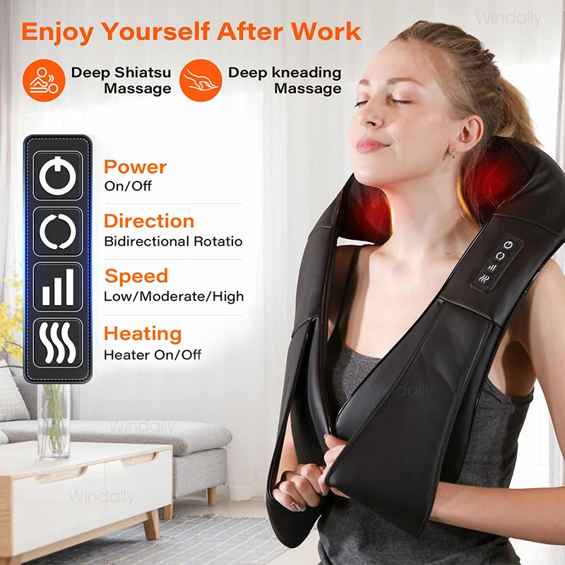 4D Shiatsu Neck & Shoulder Massager with Deep Tissue Heat