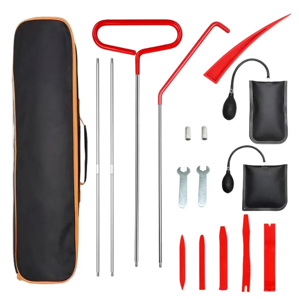Professional Car Emergency Lockout Kit - Long Reach Grabber & Air Pump Wedge Tool Set