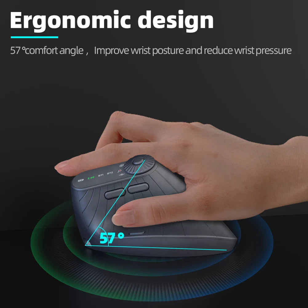 Rechargeable Vertical Ergonomic Mouse - Dual Mode Bluetooth & 2.4GHz Wireless Mouse for Mac, Windows & Laptop