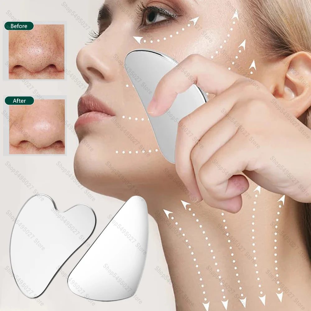 Stainless Steel Gua Sha – Professional Facial Massager & Lifting Tool