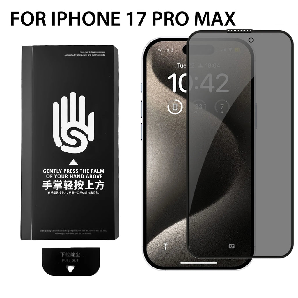 iPhone 17 Series Privacy Tempered Glass - Anti-Spy Screen Protector with Easy Install Kit