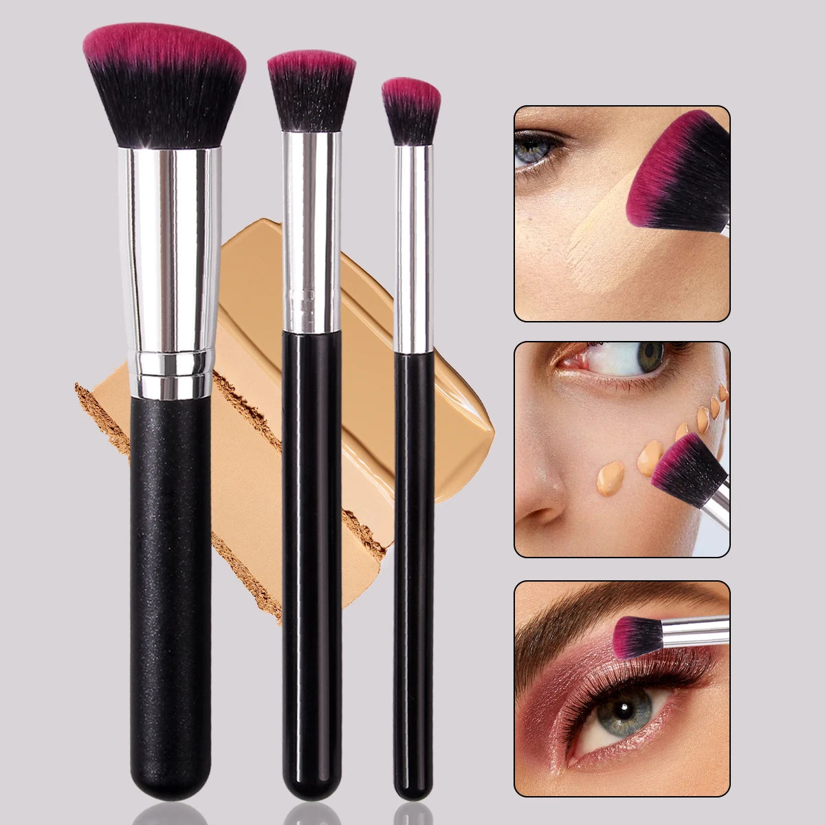 Premium Foundation & Concealer Brush Set - Flawless Blending Trio