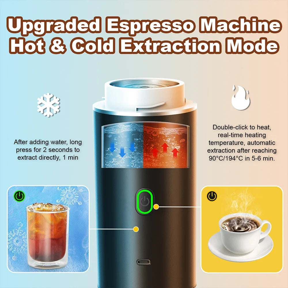 3-in-1 Portable Electric Espresso Maker - Travel Friendly
