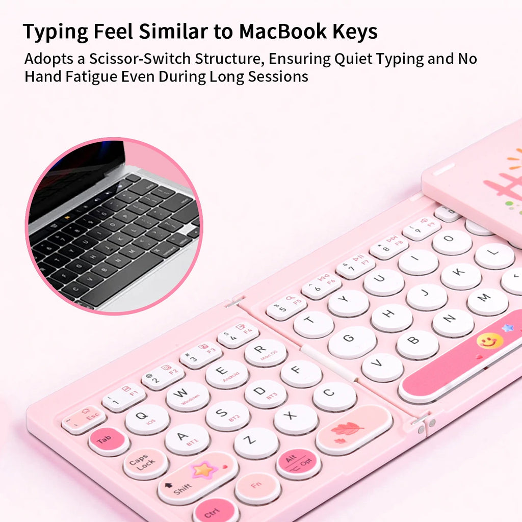 GEEZER Cute Portable Bluetooth Keyboard - Foldable & Multi-Device Wireless Keyboard for iPad, Laptop & Phone