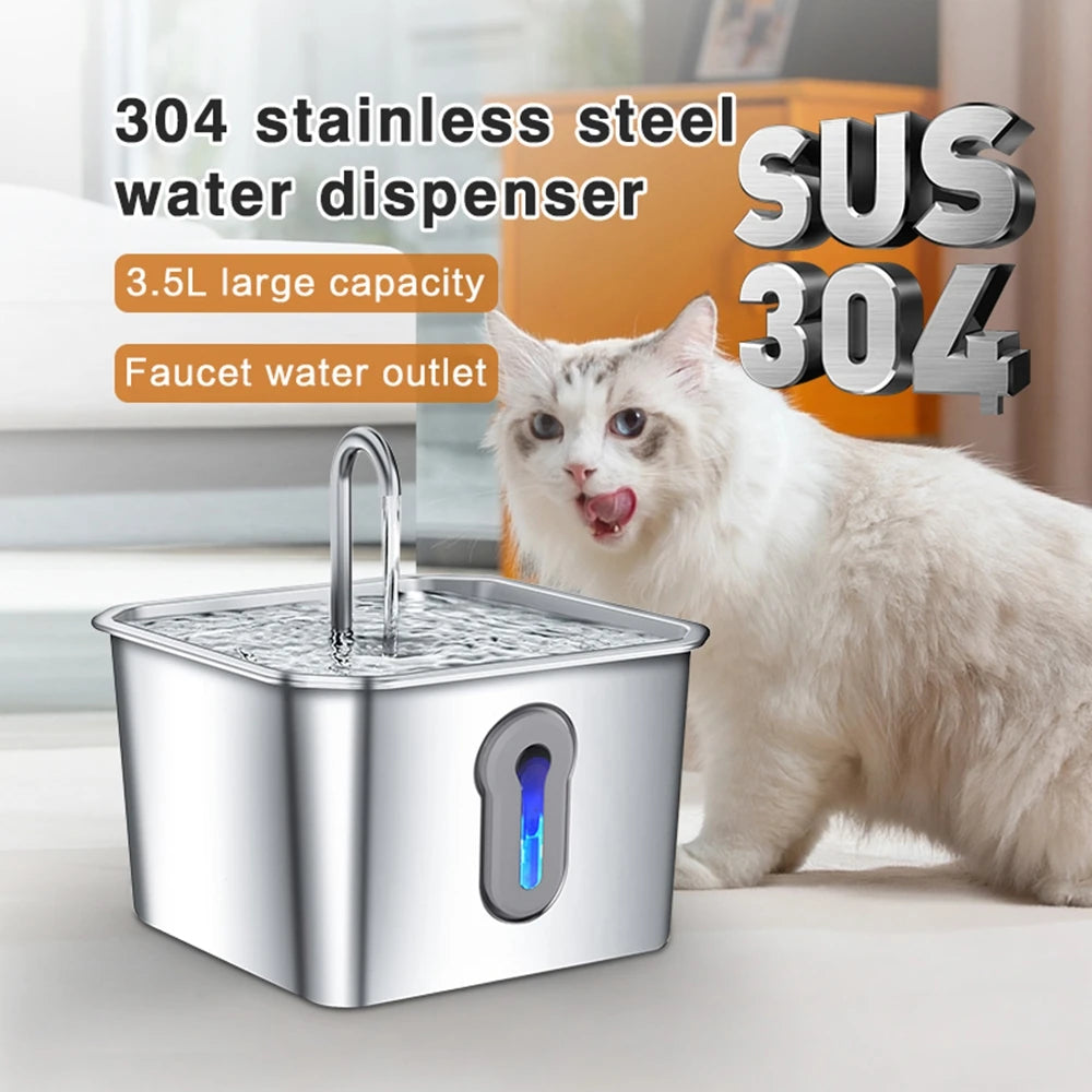 Ultra-Quiet Stainless Steel Automatic Cat Water Fountain (4L)