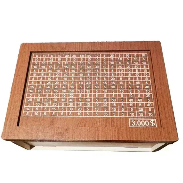Wooden Money Box with Incremental Saving Goals