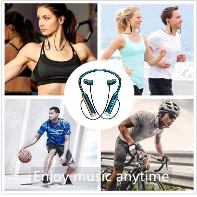 Wireless Bluetooth Neckband Headphones - Stereo Sports Headset with LED Display