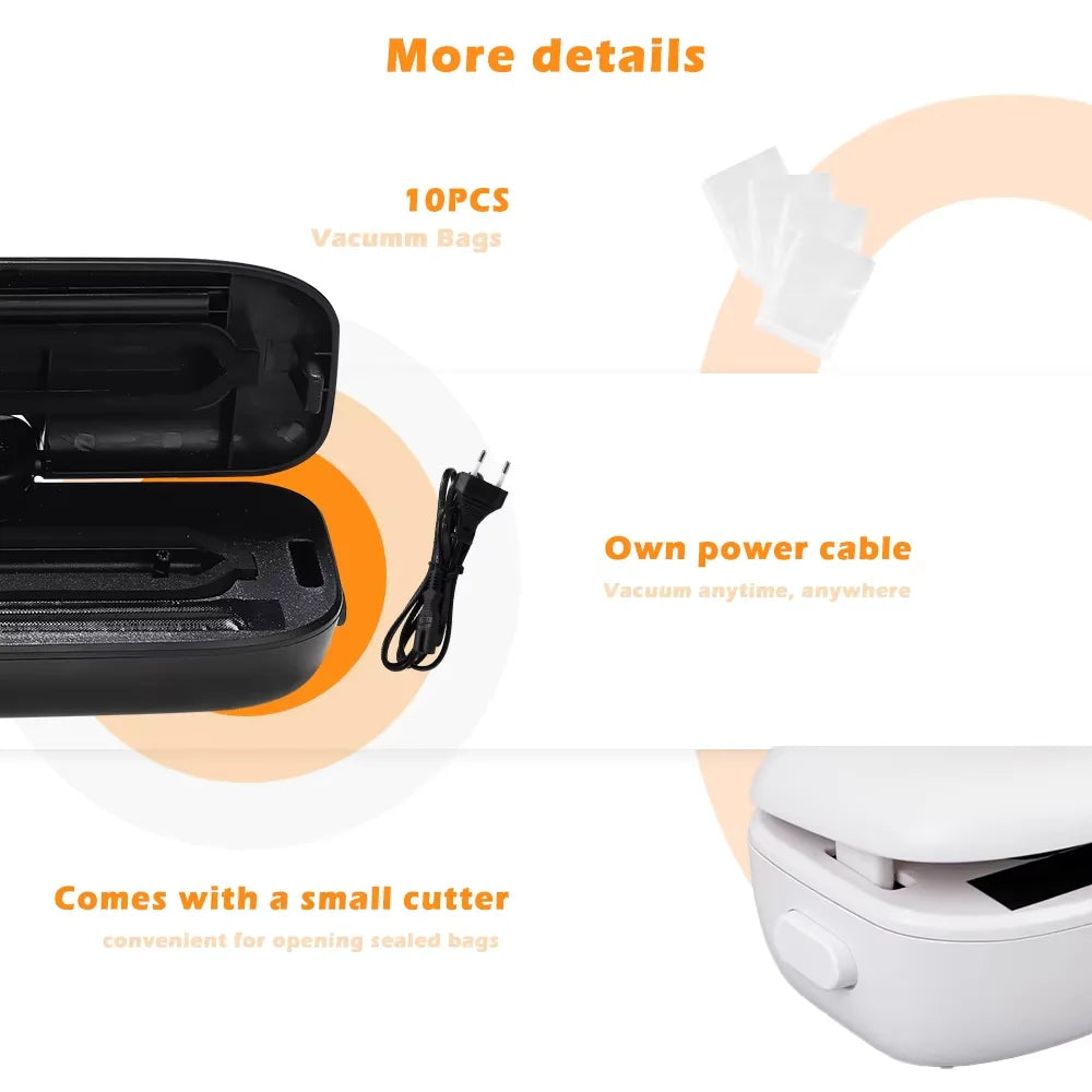 Compact Vacuum Sealer Machine - 60kPa Powerful Food Saver