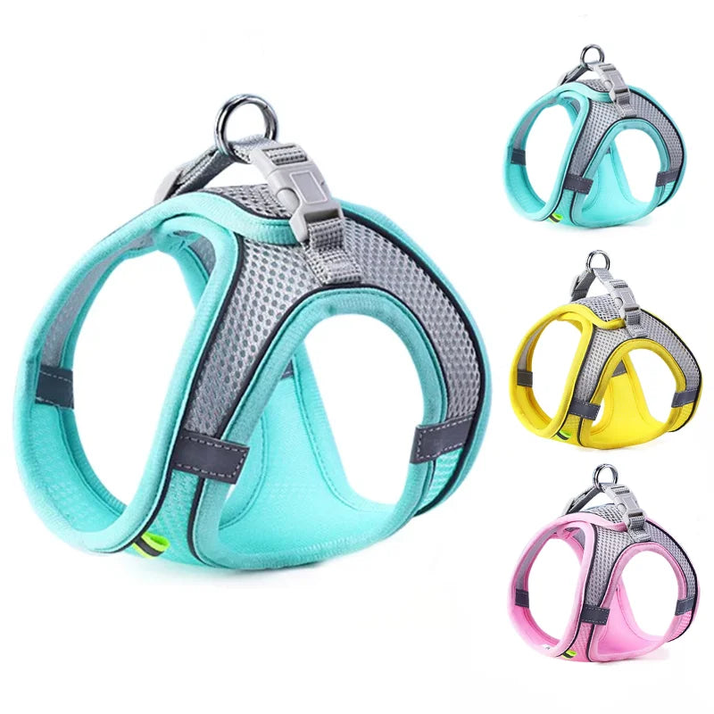 Reflective Breathable Mesh Pet Harness and Leash Set