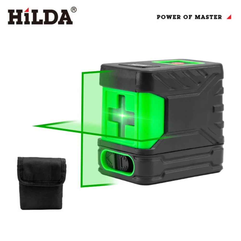 HILDA 2-Line Self-Leveling Green Laser Level - Professional Vertical & Horizontal Cross-Line Tool