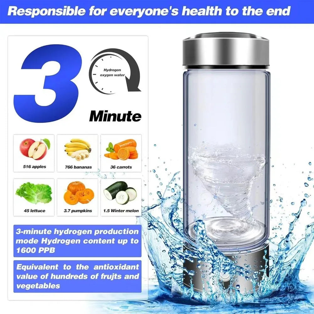 Portable Hydrogen-Rich Water Generator Bottle (420ml)
