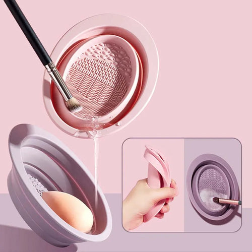 2-in-1 Makeup Brush Cleaner Bowl & Air-Drying Net Set