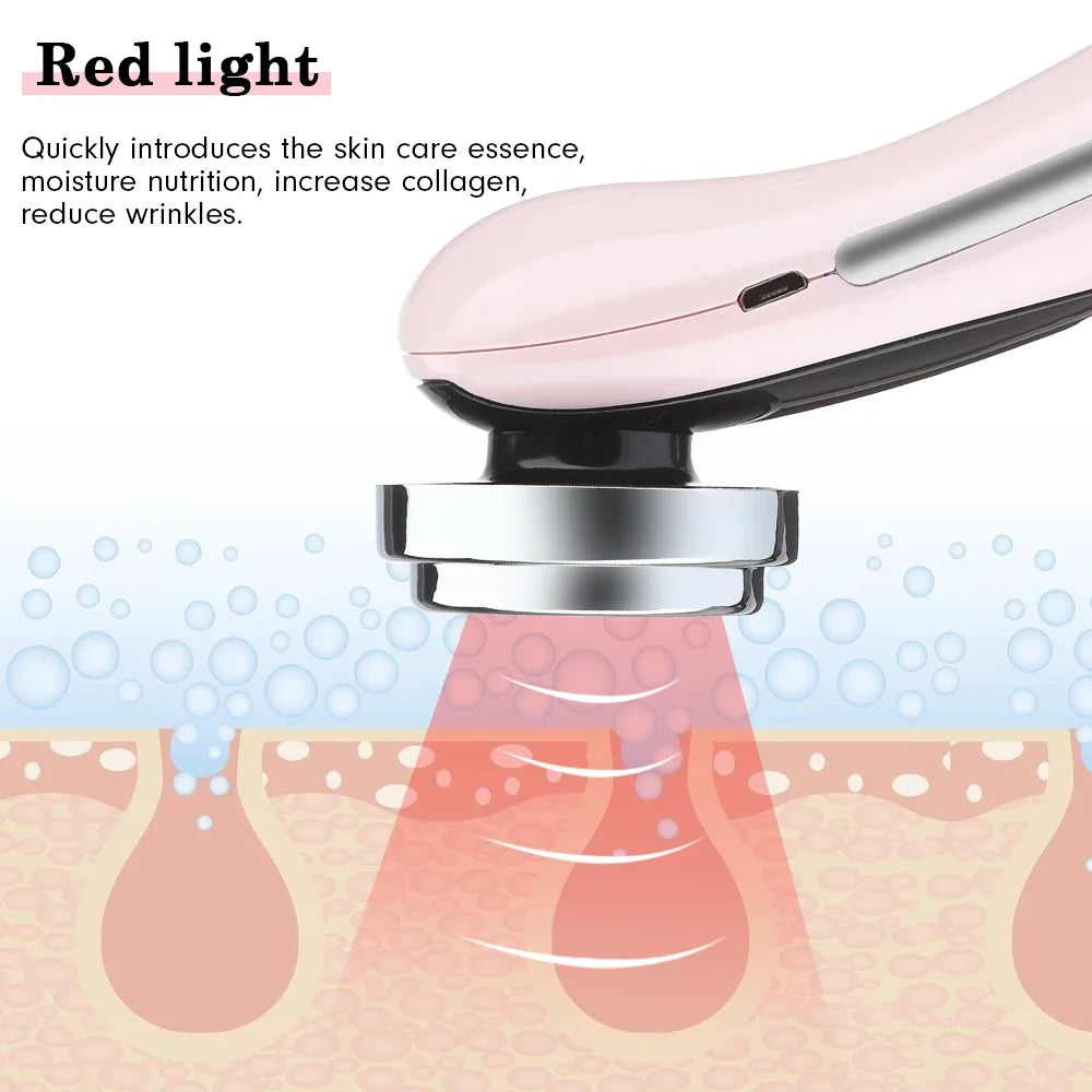 5-in-1 LED Light Therapy Facial Massager - Sonic Ion Skin Tightening Device