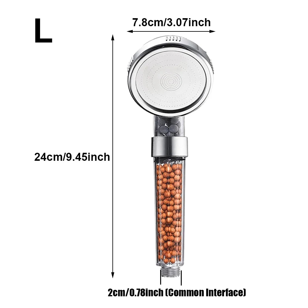 High-Pressure Ionic Filtered Shower Head with Mineral Beads
