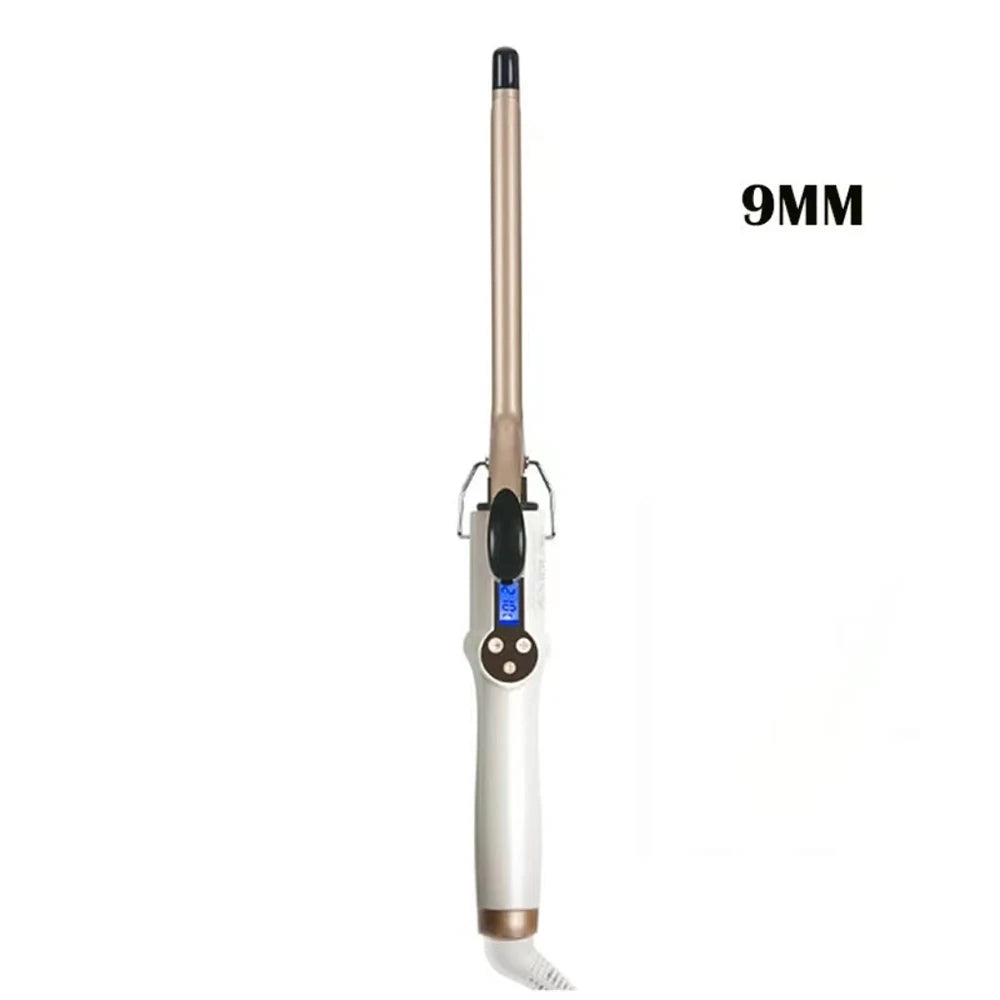 Professional Ceramic Hair Curling Iron - Multiple Sizes (9mm to 38mm) - Electric Salon Styling Wand with LCD Temperature Control