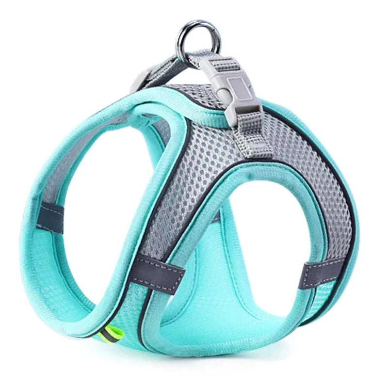 Reflective Breathable Mesh Pet Harness and Leash Set