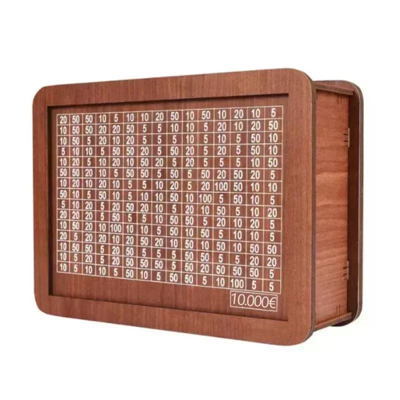 Wooden Money Box with Incremental Saving Goals